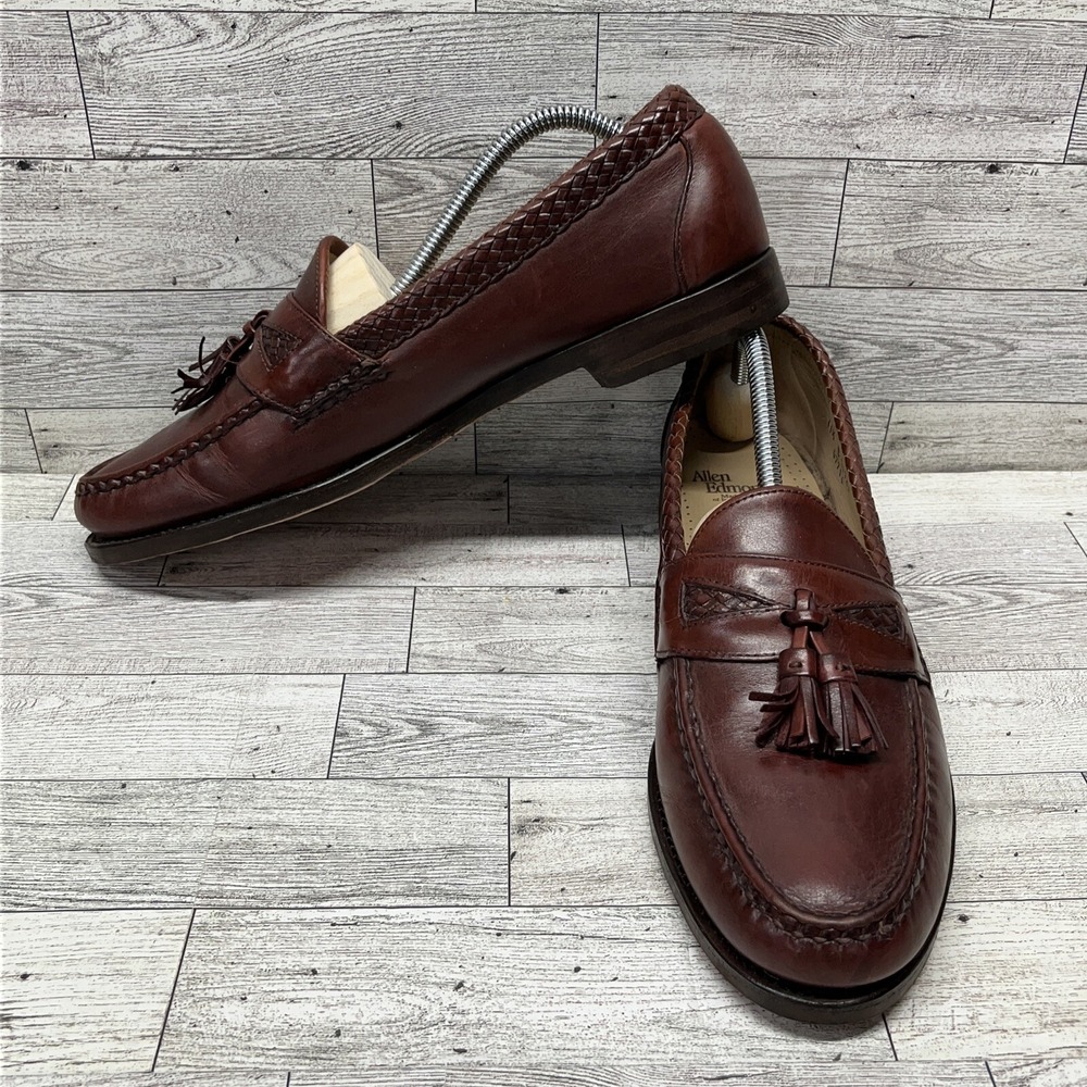 Allen Edmonds Maxfield Cognac Brown Leather Tassel Dress Loafers Men Size 11.5B